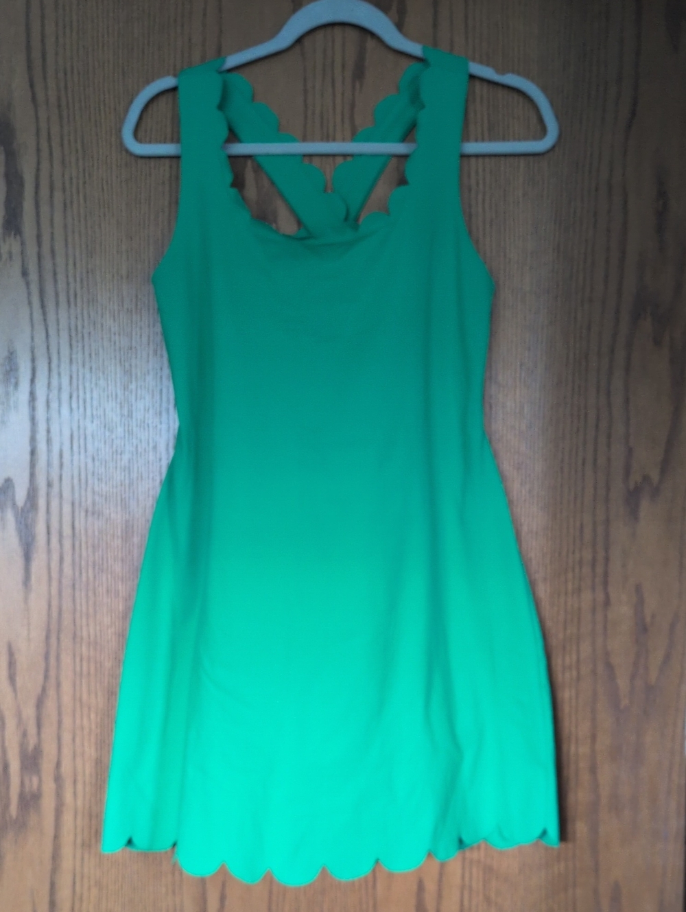 J Crew Scallop-Edge Sleeveless Athletic Dress in Green